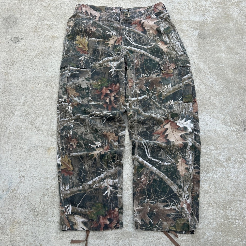 Baggy Y2K Camo Cargo Pants Large Real Tree Woodland Gorpcore Streetwear Mens L
